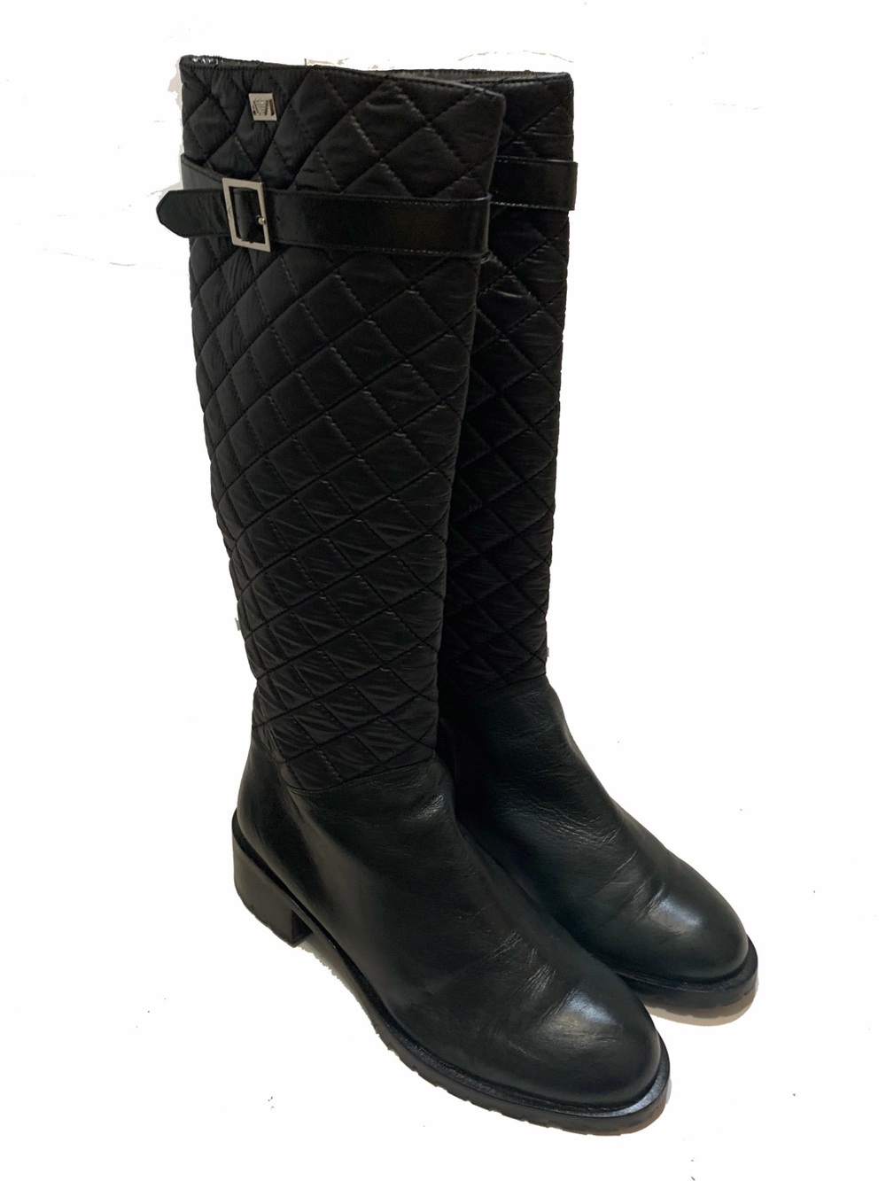 Emporio armani women's Black Quilted Knee-High Women's Boots